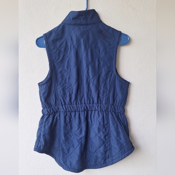 Bit & Bridle Quilted Vest Women Blue Navy Full Zip Pockets Size XS - Picture 5 of 9